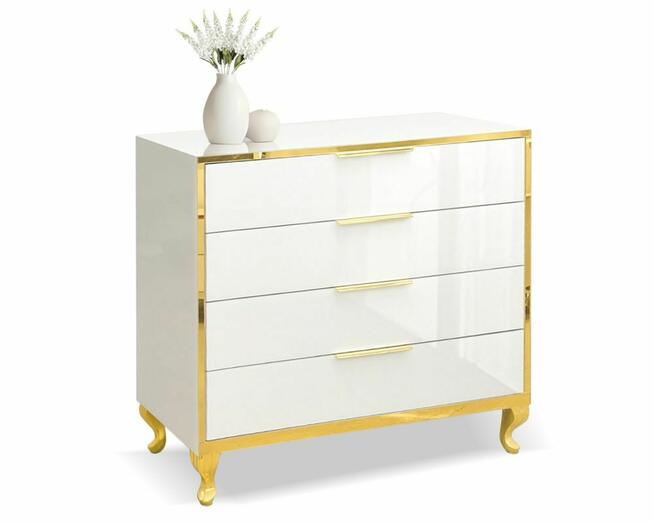 Komoda biala ze szkła, złote, glamour, nowoczesna, OKAZJA!!!