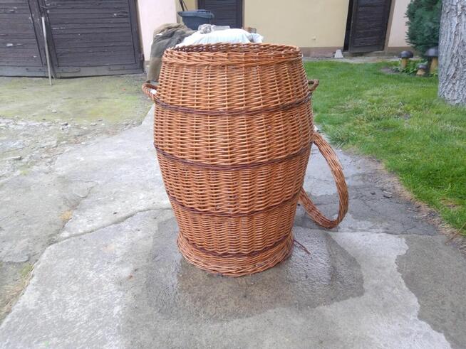 Kosz wiklinowy na pranie pościel brudne ubrania beczka duży