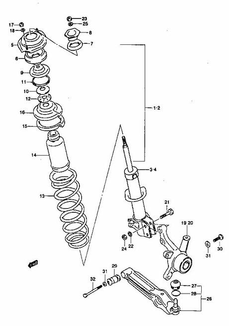 ŚRUBA SWORZNIA WAHACZA PRZEDNIEGO Daewoo Tico Matiz Spark
