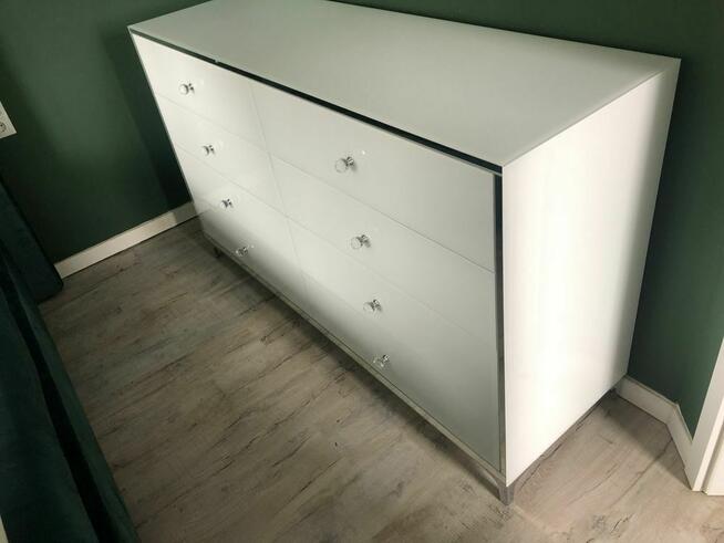 Komoda lustrzana, ze szkla, biala, salon, glamour, OKAZJA!!!