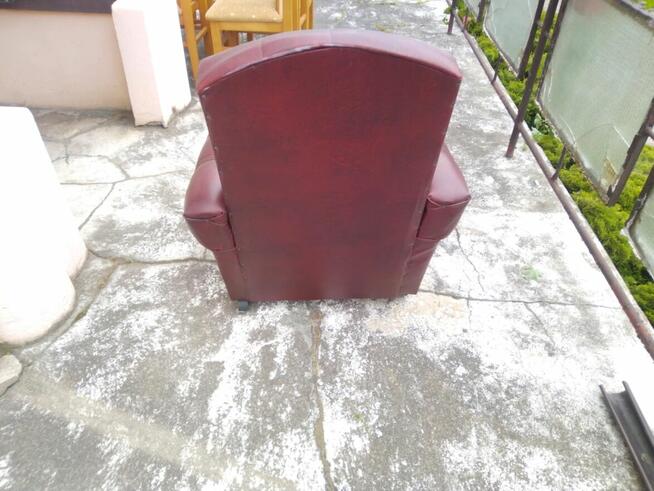 Fotel na kółkach fotele PRL imitacja skóra wiśnia