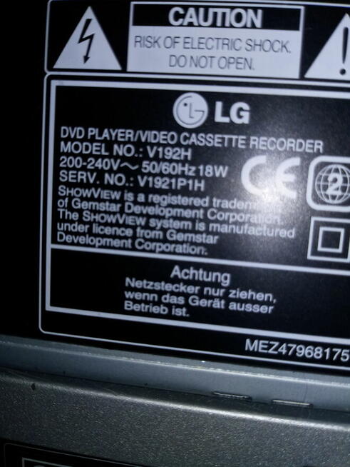 LG V192H combo 2w1 DVD + VHS magnetowid