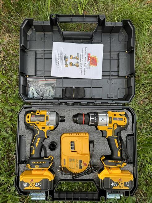 Zestaw 2w1 Wiertarko-Wkrętarka z Udarem + Klucz Udarowy 48V
