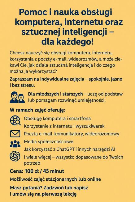 Nauka obsługi komputera, AI, urządzeń i wiele innych