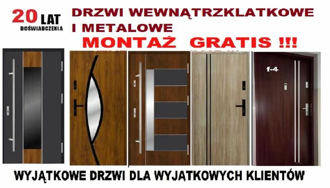 Drzwi zewnętrzne drewniane i metalowe wejściowe z montażem