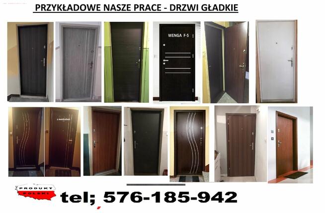Drzwi zewnętrzne drewniane i metalowe wejściowe z montażem