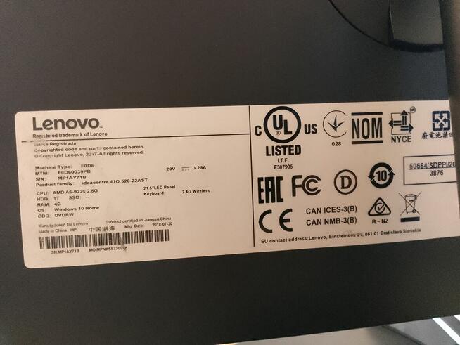 Komputer Lenovo Ideacentre AIO 520-22AST