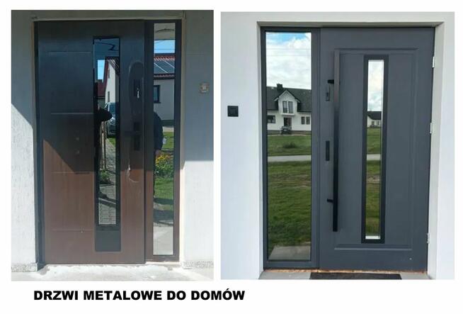 Drzwi zewnętrzne drewniane i metalowe wejściowe z montażem