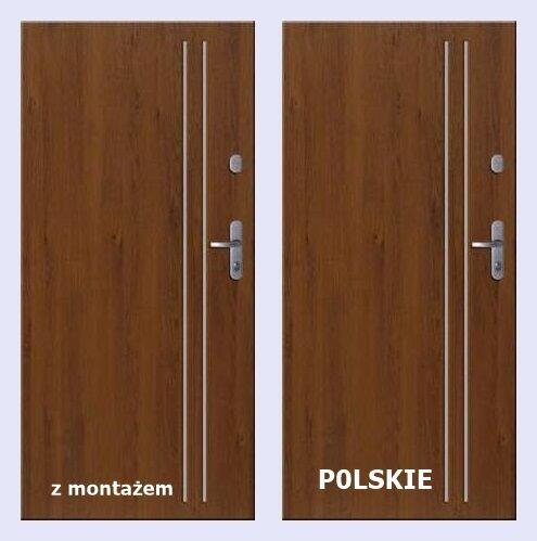 Drzwi zewnętrzne drewniane i metalowe wejściowe z montażem