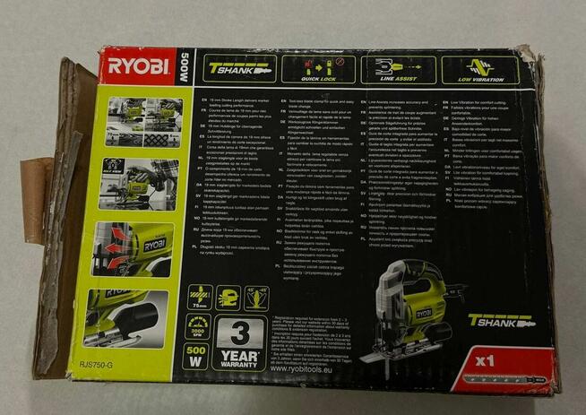Wyrzynarka Ryobi RJS750-G 500W + zestaw brzeszczotów