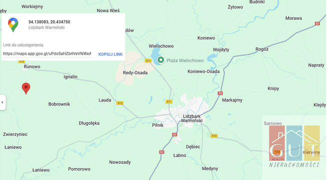 Działka rolno-budowlana Runowo gm. Lidzbark Warmiński