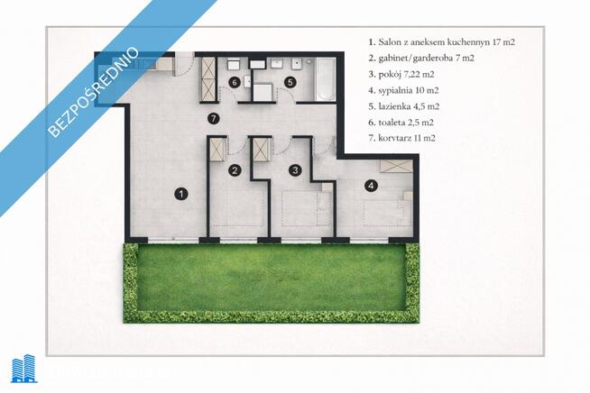 NOWE 4-POKOJOWE MIESZKANIE Z OGRODEM – 60 m² + TARAS 43 m² | ul. Kąty Grodziskie 19B