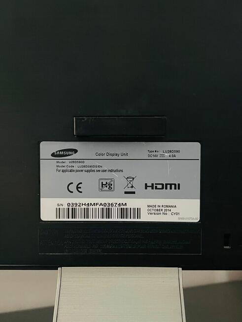 Monitor SAMSUNG model U28D590D 28 4K