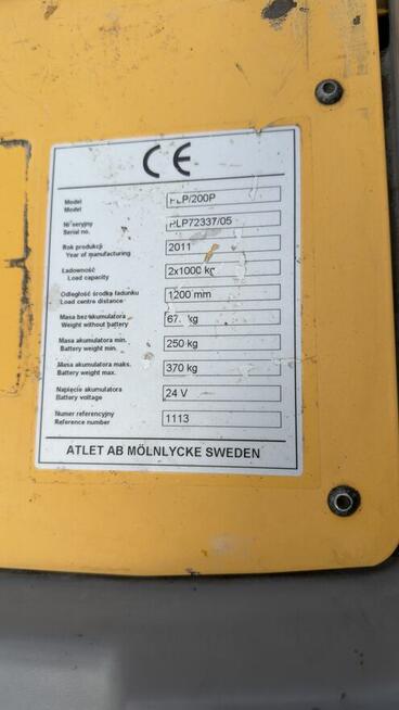 Wózek magazynowy elektryczny ATLET PLP/200P - sprawny