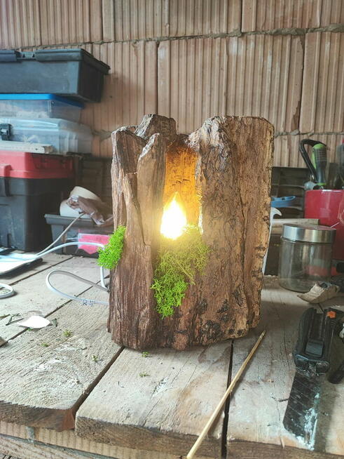 Live Edge Lampa Podłogowa z Pnia Drzewa | Handmade Unikat