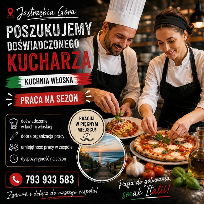 Kucharz/Kucharka na sezon Jastrzębia Góra z zakwaterowaniem