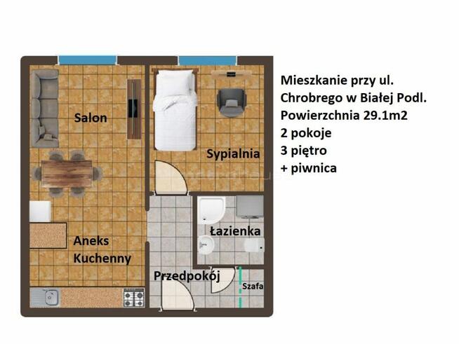 Mieszkanie 29.1m2 - 2 pokoje na start #Chrobrego