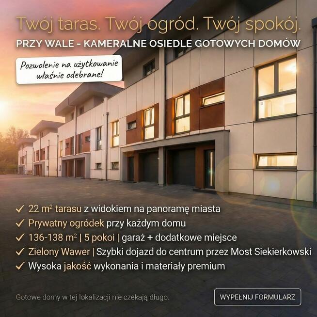 Od Dewelopera gotowe 5 pokoi, ogódek, taras na IIp