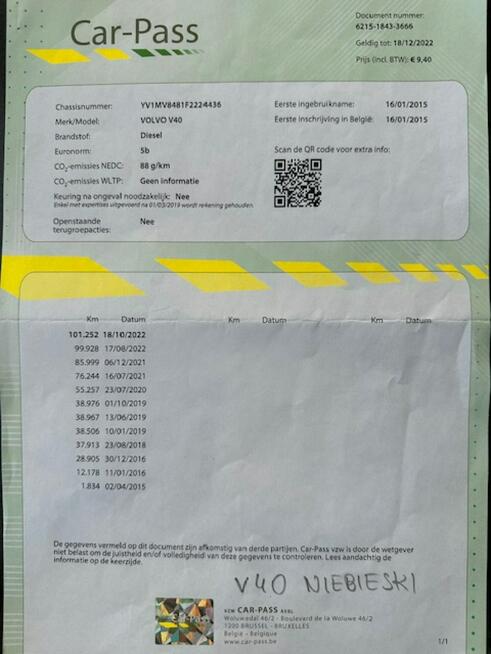 Volvo V40 1.6 D2 Serwis 100% bezwypadkowy Skóra Bluetooth NOWE OPONY 172 tys km