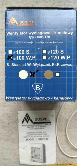 Wentylator wyciągowo-kanałowy.
