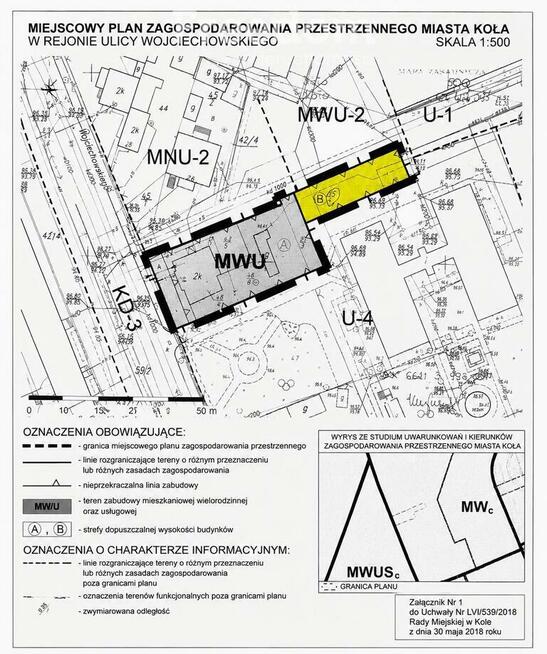 Działka inwestycyjna w centrum Koła MW/U