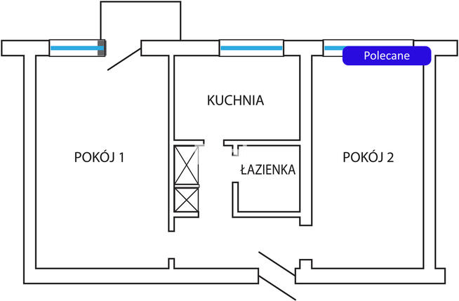 Wysokie 2 pokojowe widna kuchnia cegła Mokotów