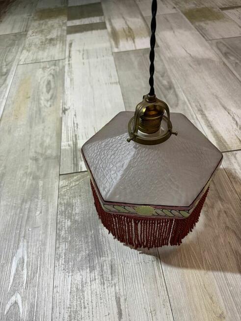 Stara lampa wisząca z przeciwwagą porcelanową żarówka E27