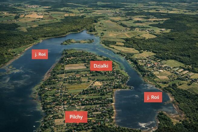 Na sprzedaż 6 dużych działek w Pilchach 150 m od jeziora Roś