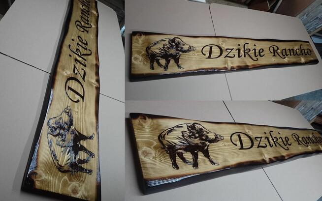 Grawer na drewnie wypalanie na desce szyld drewniany logo
