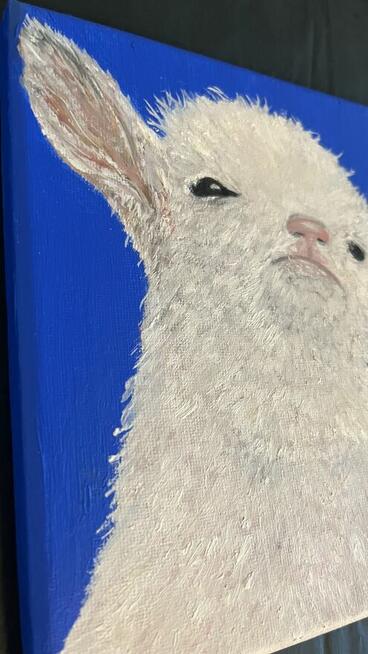 Młody koziołek. Obraz olejny na płótnie 20x20 cm