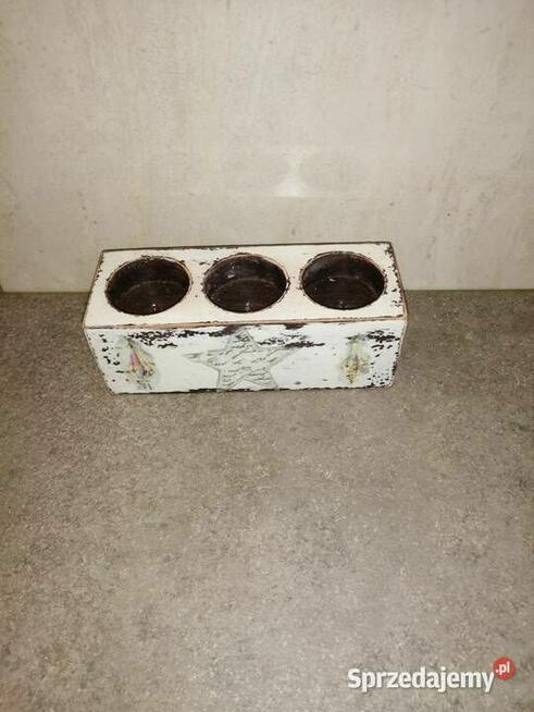 świecznik drewniany na tealighty decoupage