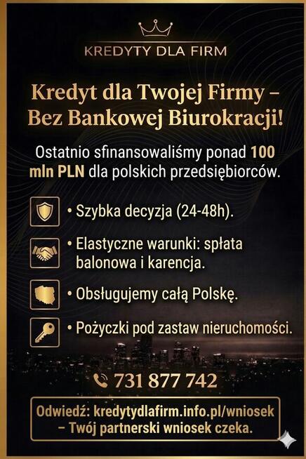 Finansowanie firm pod zastaw nieruchomości Od 500 000 zł