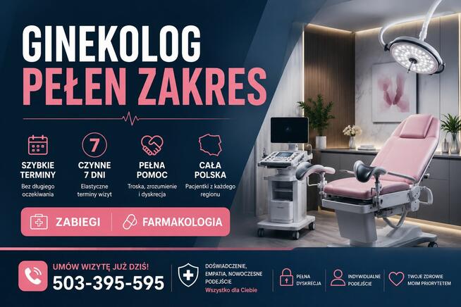 GINEKOLOG - PEŁEN ZAKRES ŚWIADCZONYCH USŁUG A-Z /CAŁA POLSKA