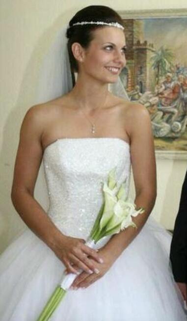 Cudowna suknia ślubna 36 38 Oleg Cassini