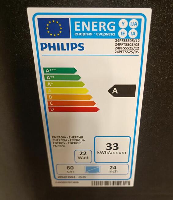 24 Cali Telewizor PHILIPS LED Full HD DVB-T2 Hevc / DVB-S2 +