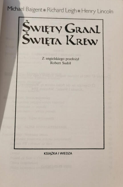 Baigent Leigh Lincoln Święty Graala Święta Krew