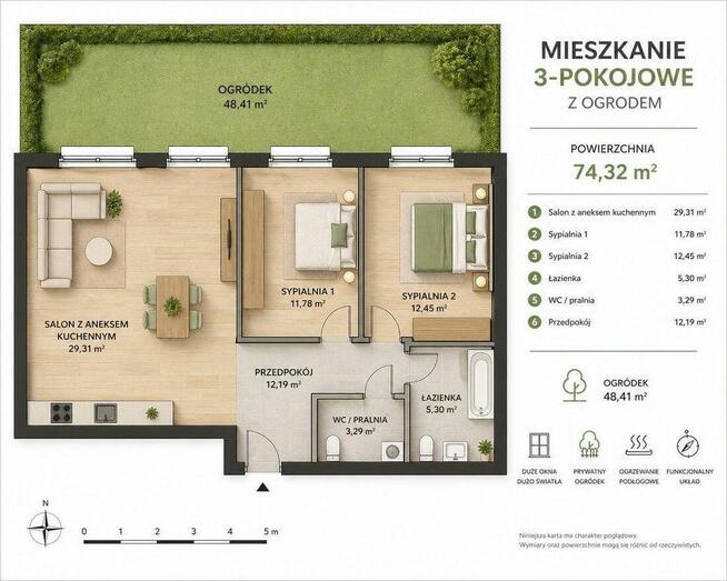PREMIUM 3 POKOJE Z OGRÓDKIEM I GARAŻEM