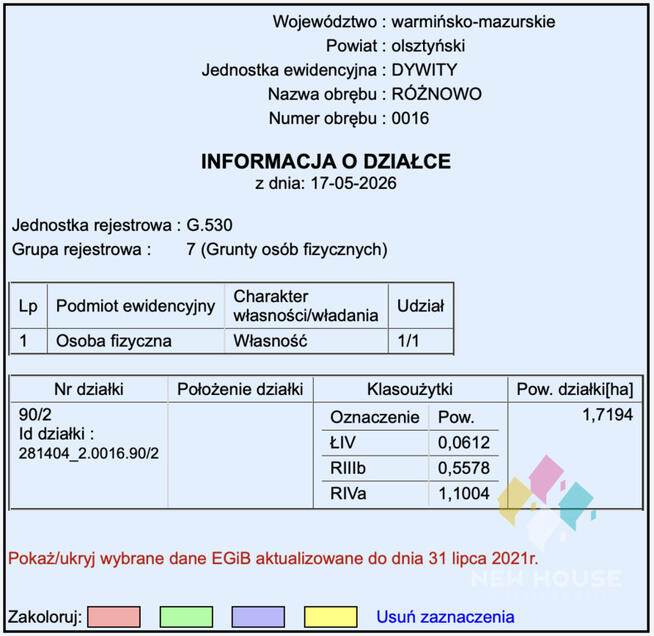 Działka rolna Różnowo 1,7 ha