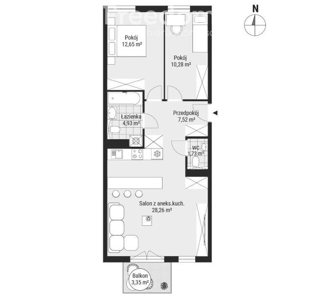 Apartament 65 m² z balkonem | brak prowizji i PCC