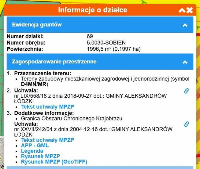 Działka budowlana Sobień gm. Aleksandrów Łódzki,