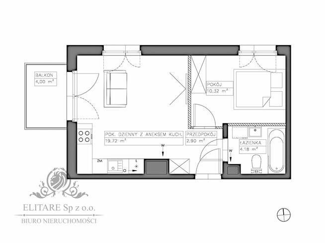 Śliczne mieszkanie 2 pokojowe 37,12m2 z balkonem, Jagodno