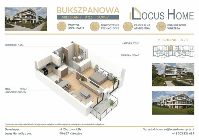 Nowoczesne mieszkanie 2-pokojowe z balkonem