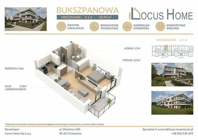 Nowoczesne 2-pokojowe mieszkanie z balkonem