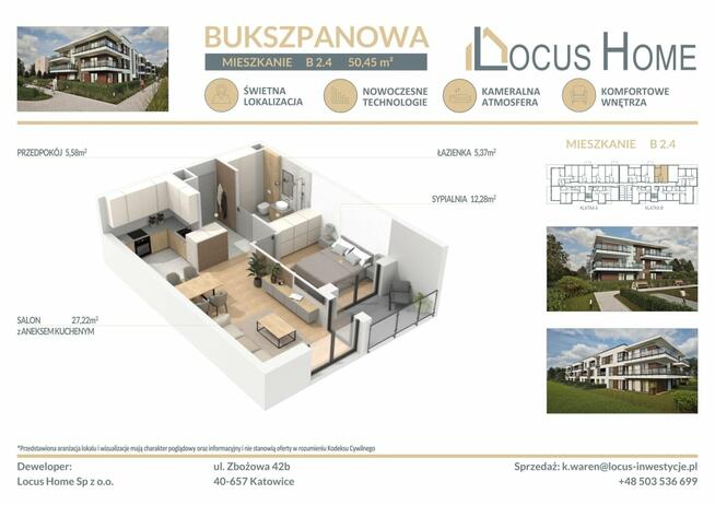 Nowoczesne mieszkanie 2-pokojowe z balkonem