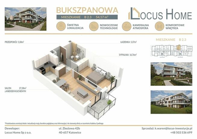 Nowoczesne mieszkanie 2-pokojowe z balkonem