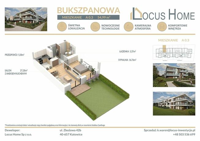 Nowoczesne mieszkanie 2-pokojowe z OGÓDKIEM