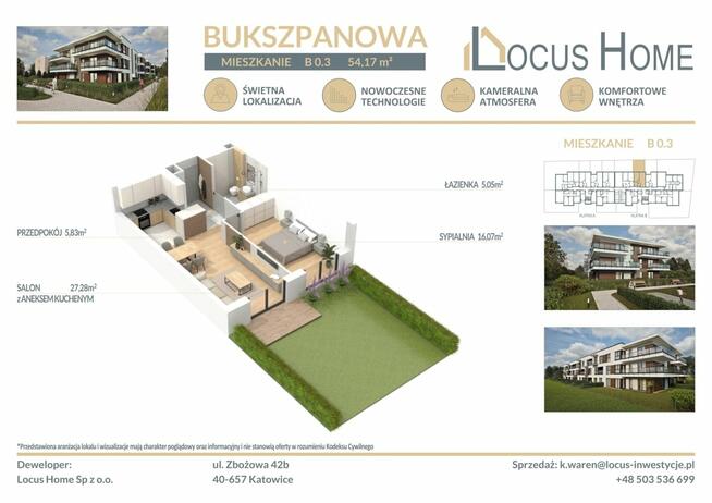 Nowoczesne mieszkanie 2-pokojowe z ogródkiem