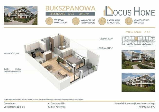 Nowoczesne mieszkanie 2-pokojowe z balkonem
