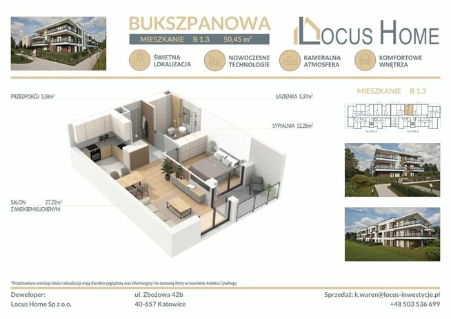 Nowoczesne mieszkanie 2-pokojowe z balkonem