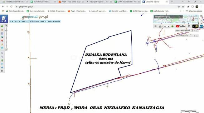 Działka budowlana 8205m2 nad Zalewem Zeg - Narwią